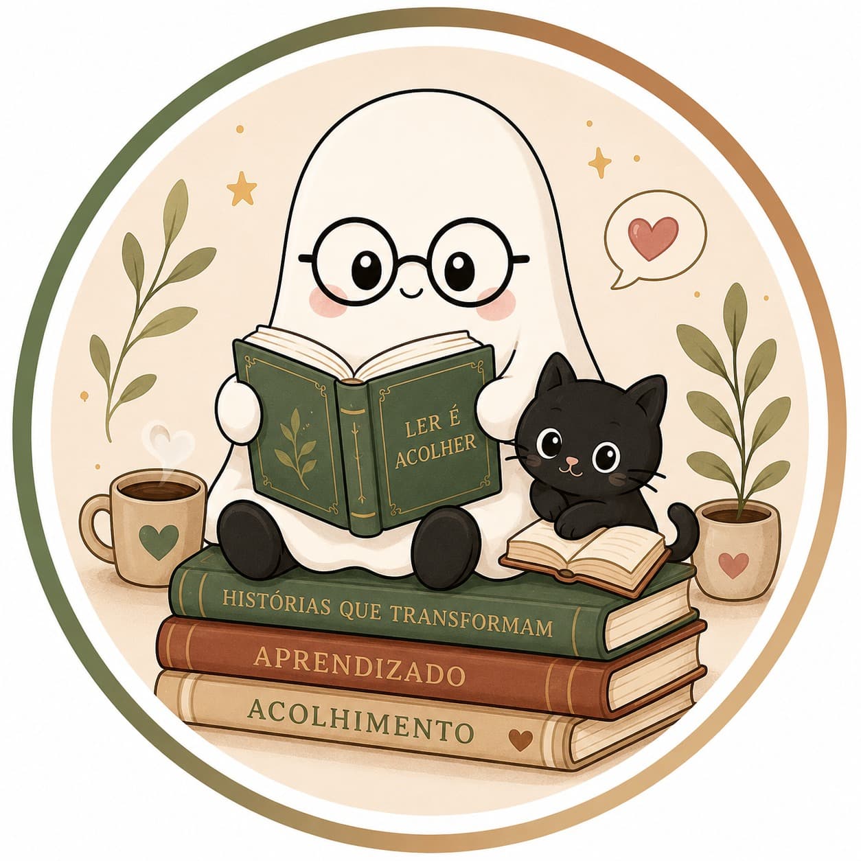 Fantasminha lendo com acolhimento